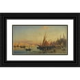 thumbnail image 1 of Hermann David Salomon Corrodi 14x9 Black Ornate Wood Framed Double Matted Museum Art Print Titled: Capriccio View of the Golden Horn, Constantinople, 1 of 5