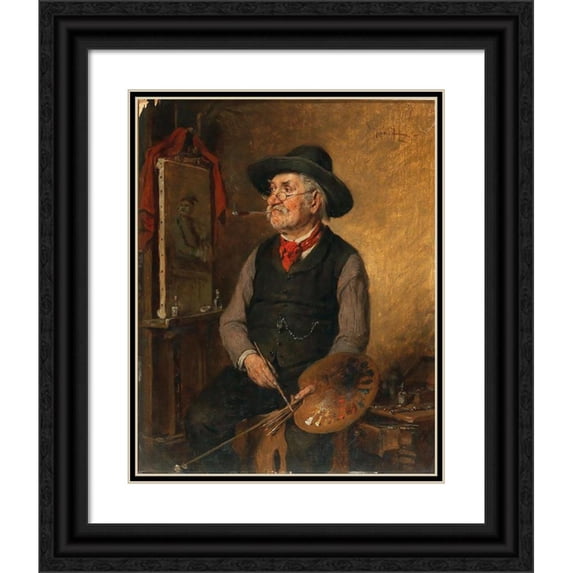 Hermann Kern 20x24 Black Ornate Framed Double Matted Museum Art Print Titled: A Painter at the Easel,