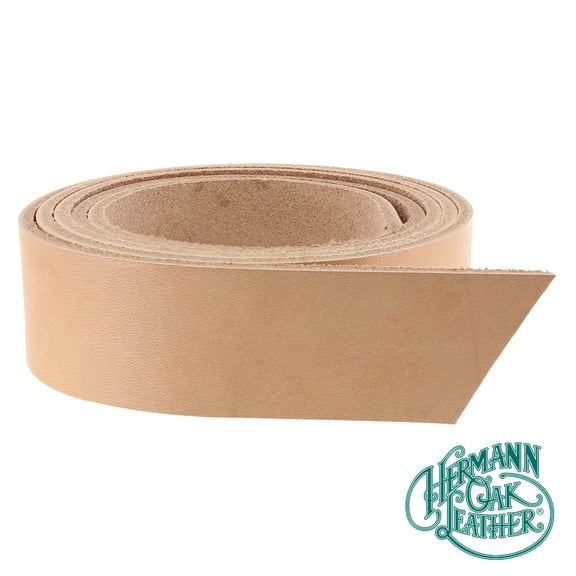 Hermann Oak Natural Leather Strap, Natural Tooling, 55" to 60" Long, 9-10oz