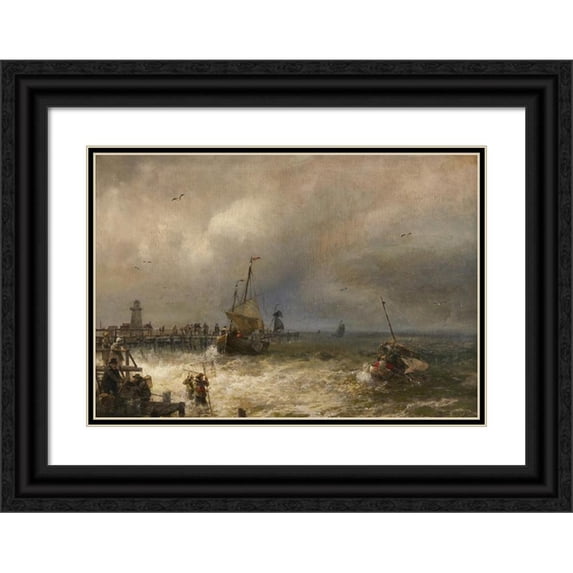 Hermann Ottomar Herzog 14x11 Black Ornate Wood Framed Double Matted Museum Art Print Titled: The Return from Fishing