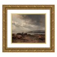 thumbnail image 1 of Hermann Ottomar Herzog 14x12 Gold Ornate Wood Frame and Double Matted Museum Art Print Titled - Coast of Maine, 1 of 4