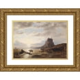 thumbnail image 1 of Hermann Ottomar Herzog 18x14 Gold Ornate Wood Frame and Double Matted Museum Art Print Titled - Coastal Landscape with Fishermen, 1 of 4