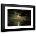 thumbnail image 1 of Hermann Ottomar Herzog 24x19 Black Modern Framed Museum Art Print Titled - A Moonlit Harbor (1867), 1 of 5
