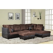 Hermann Right Chaise Sectional Sofa With Storage Ottoman, Chocolate Brown, Microfiber
