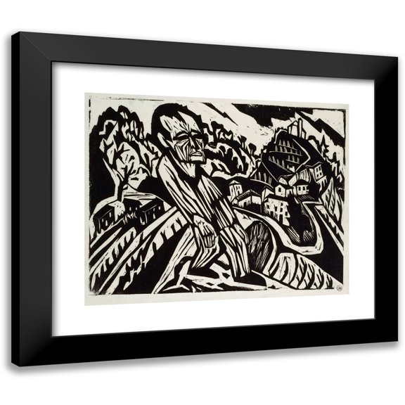 Hermann Scherer 14x12 Black Modern Framed Museum Art Print Titled - Man in Landscape (The Painter)