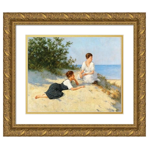 Hermann Seeger 18x15 Gold Ornate Wood Frame and Double Matted Museum Art Print Titled - In the Dunes on the Baltic Sea Shore
