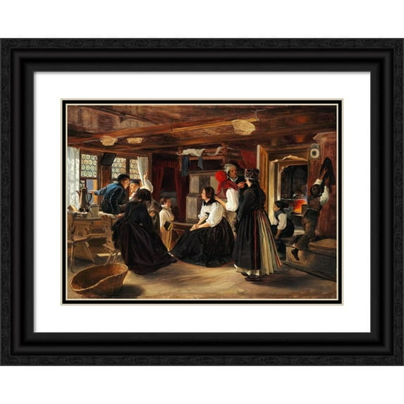 Hermann Sondermann 14x11 Black Ornate Wood Framed Double Matted Museum Art Print Titled: Wedding Preparations