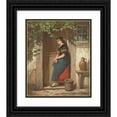 thumbnail image 1 of Hermann Werner 12x14 Black Ornate Wood Framed Double Matted Museum Art Print Titled: Girl Under Vine Tendrils (1860), 1 of 5