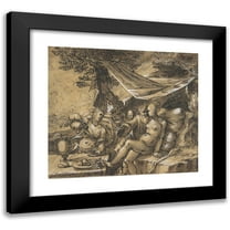 Hermann Weyer 13x12 Black Modern Framed Museum Art Print Titled - Lot and His Daughters (ca. 1616)