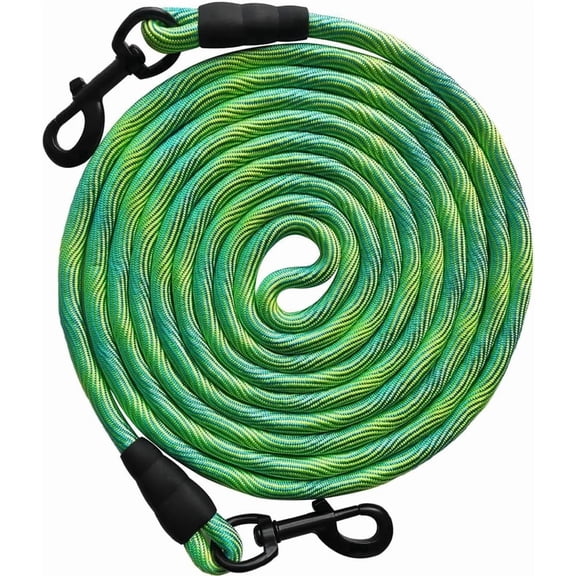 Hermanos Dog Tie Out Long Tether Rope Dog Lead, Outdoor Yard Leash, Large Medium Dogs Training, Playing, Camping, Backyard (Green, 12 Foot)