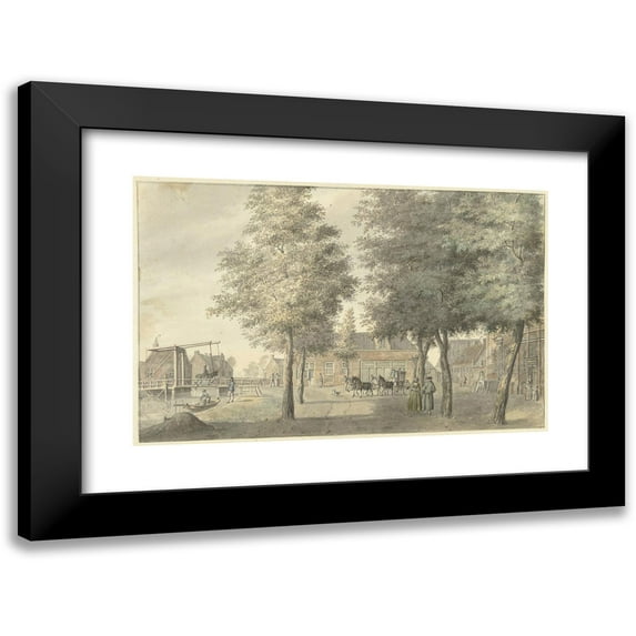 Hermanus Petrus Schouten 24x17 Black Modern Framed Museum Art Print Titled - Plein in the Village of Zuilen (1757 - 1822)