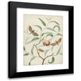 thumbnail image 1 of Hermanus de Wit 12x14 Black Modern Framed Museum Art Print Titled - Peach on a Branch with Two Exotic Butterflies and a Dragonfly (1774), 1 of 1