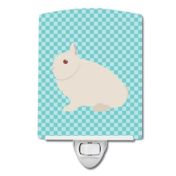 Hermelin Rabbit Blue Check Ceramic Night Light