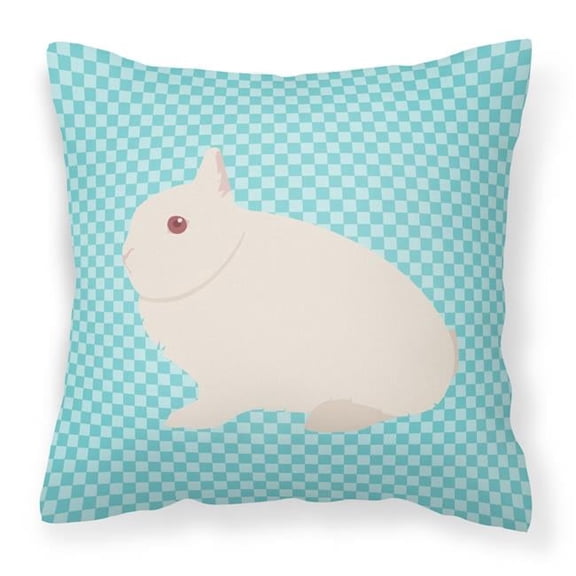 Hermelin Rabbit Blue Check Fabric Decorative Pillow - 14 x 14 in.