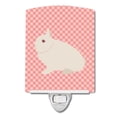 thumbnail image 1 of Hermelin Rabbit Pink Check Ceramic Night Light, 1 of 1