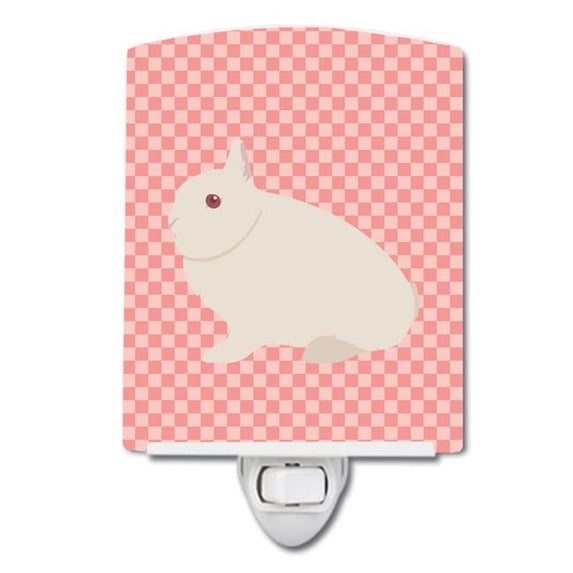 Hermelin Rabbit Pink Check Ceramic Night Light