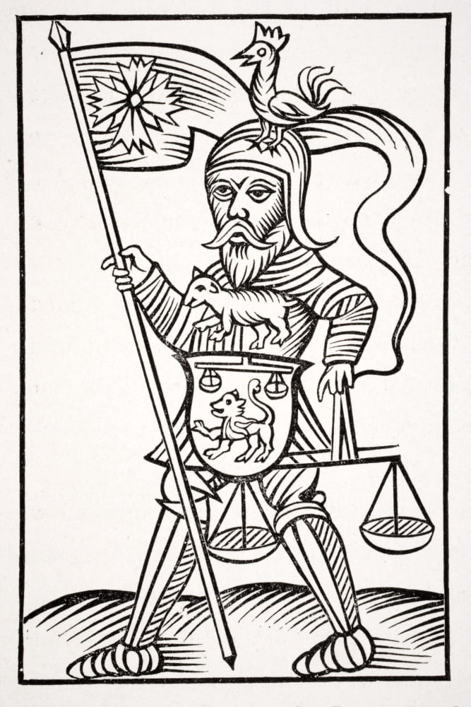 Hermensul Or Irmensul Ancient Saxon Idol 19Th Century Reproduction Of Woodcut From Annales Circuli Westphaliae By Herman Stangefol Dated 1656 Canvas Art - Ken Welsh Design Pics (24 x 36)