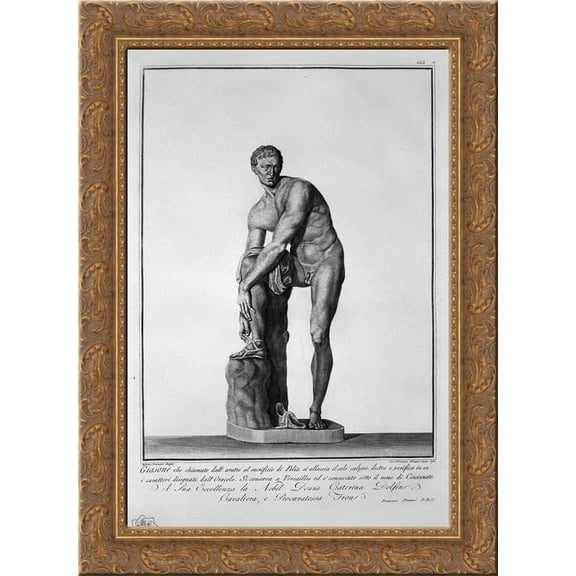 Hermes 20x24 Gold Ornate Wood Framed Canvas Art by Piranesi, Giovanni Battista