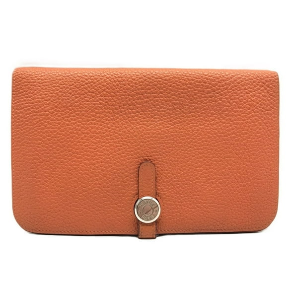 Pre-Owned Hermes Dogon GM Taurillon Clemence Serie Leather Pouch Orange H Stamp (Good)