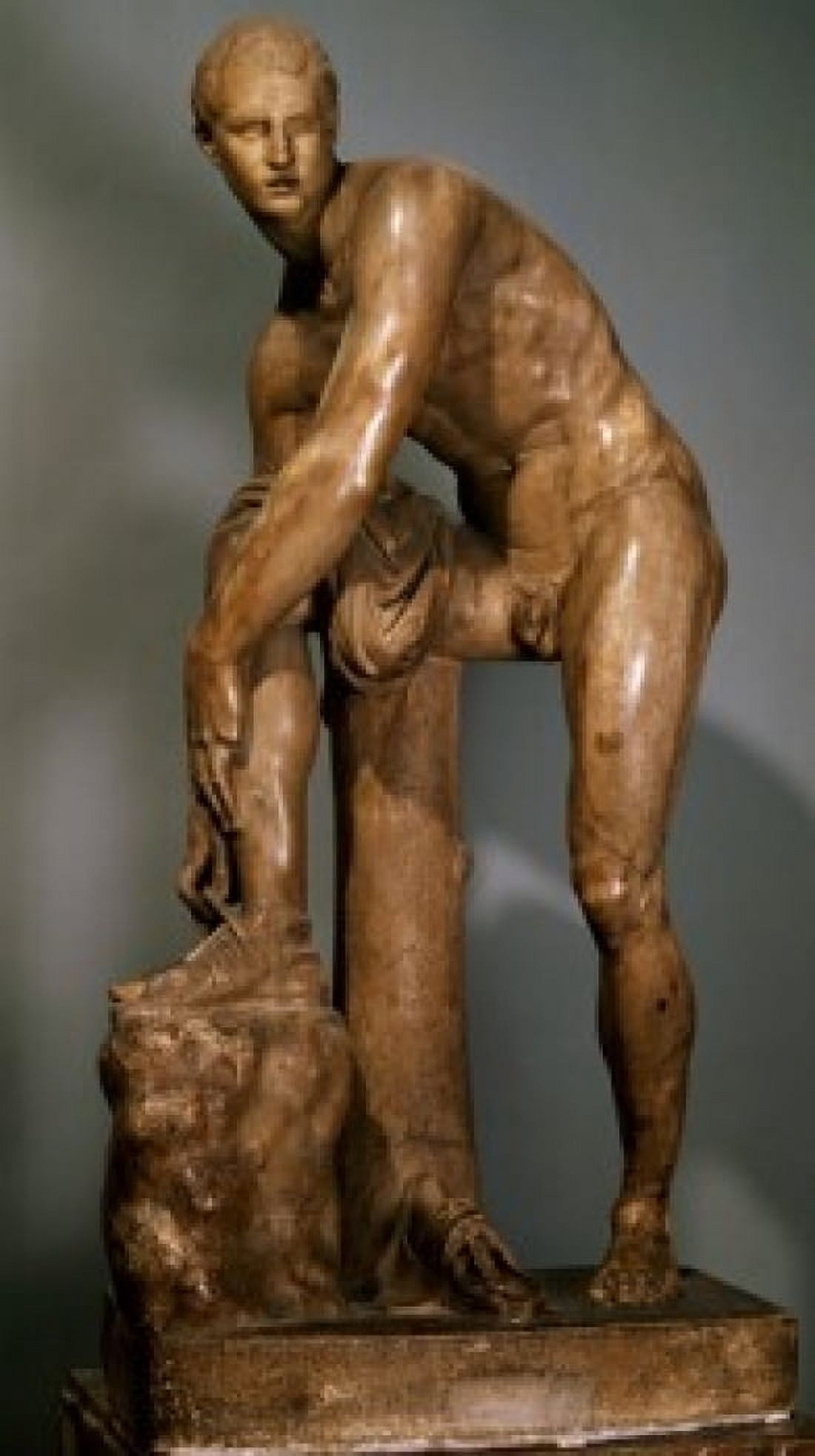 Hermes Fastening his Sandal statue France Paris Musee du Louvre Canvas Art - (24 x 36)