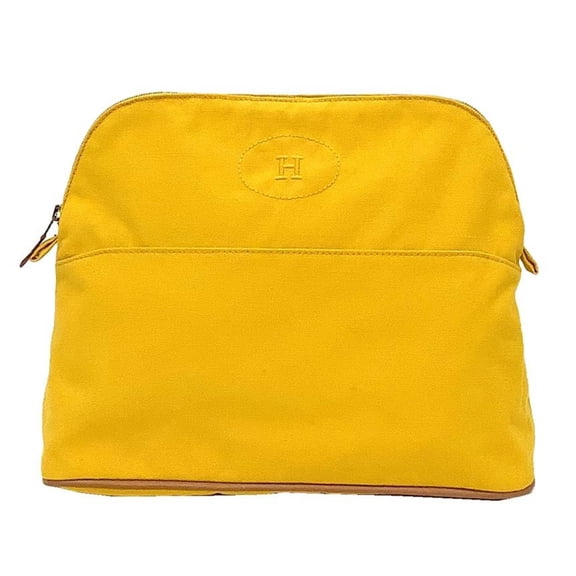 Pre-Owned Hermes HERMES Bolide Pouch GM TROUSSE BOLIDE Cotton Canvas Yellow (Good)