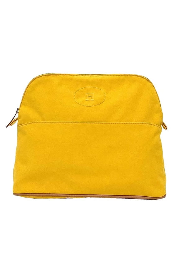 Pre-Owned Hermes HERMES Bolide Pouch GM TROUSSE BOLIDE Cotton Canvas Yellow (Good)