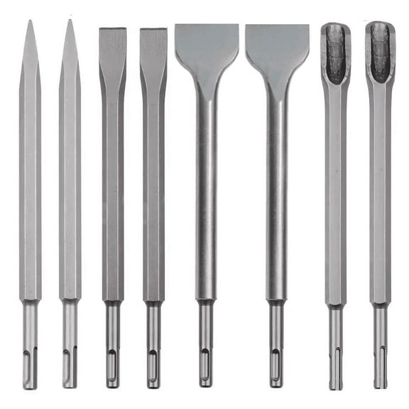 Hermes Hardware 8 - Piece, SDS-Plus Chisel Set (Point/Flat 0.78"/ Flat 1.57"/ Groove) For SDS Max Rotary Hammers - Heavy Demolition For Reinforced Concrete & Tile( $9.25/each)
