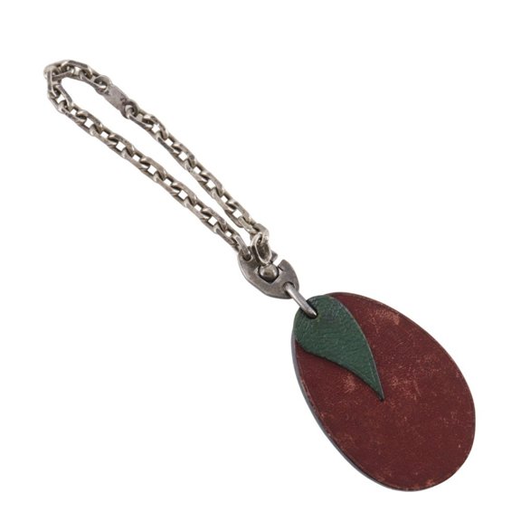 Pre-Owned Hermes Herms Plum Charm Fruit Bag Leather Red Plat Unisex (Fair)