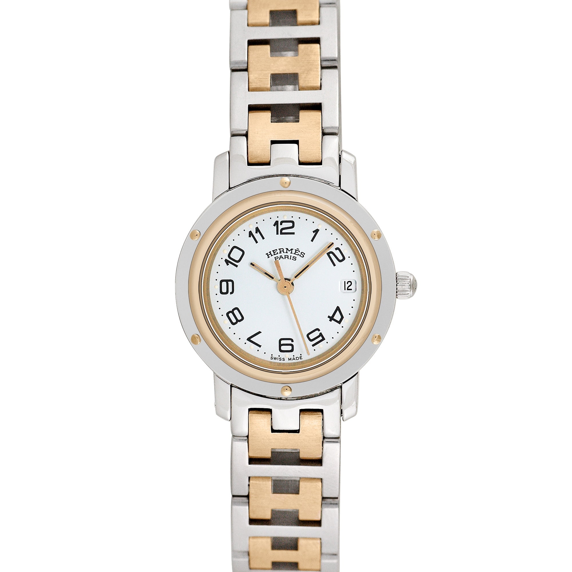 Pre-Owned Hermes Ladies Clipper 24mm Stainless Steel and Gold plated Wristwatch