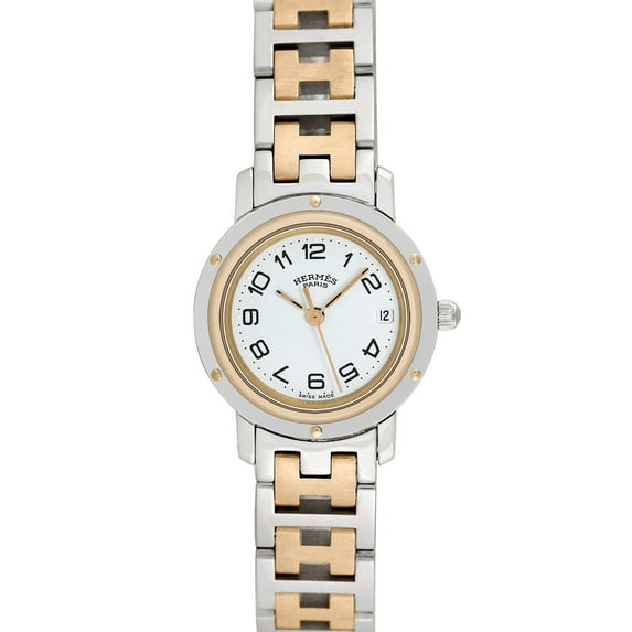 Pre-Owned Hermes Ladies Clipper 24mm Stainless Steel and Gold plated Wristwatch