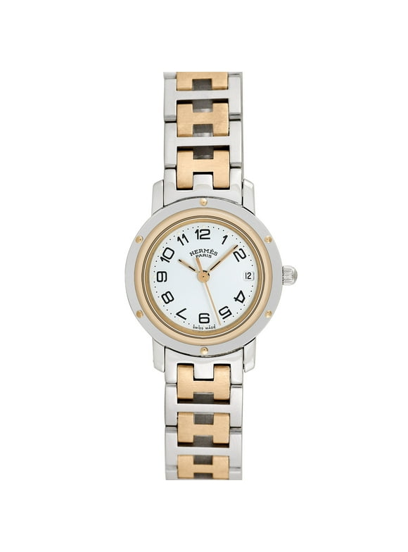 Pre-Owned Hermes Ladies Clipper 24mm Stainless Steel and Gold plated Wristwatch