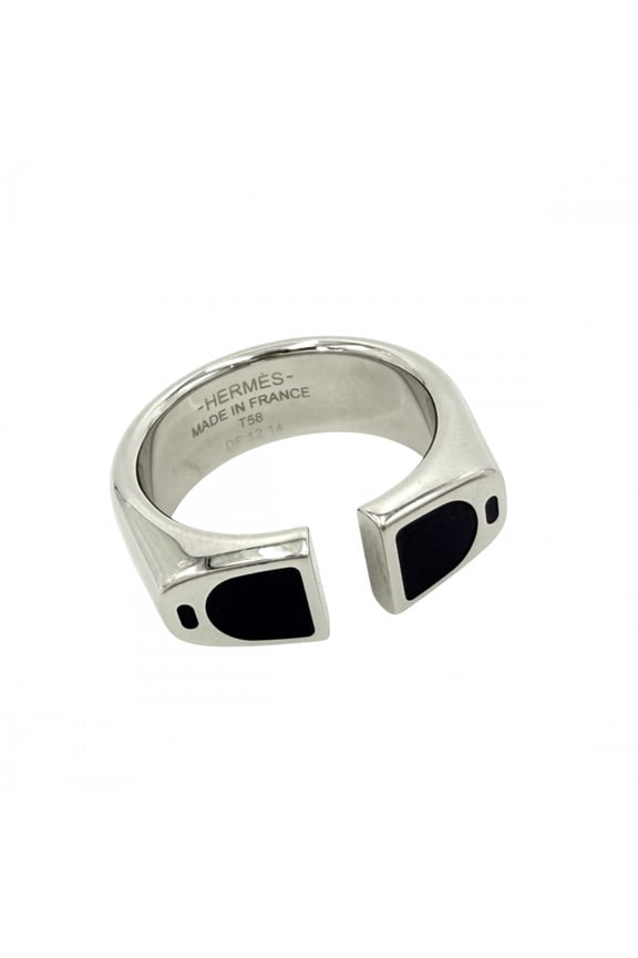 Pre-Owned Hermes Men's Etrier Ring, Accessory, Jewelry, Small Item, Size 58, Stainless Steel,...