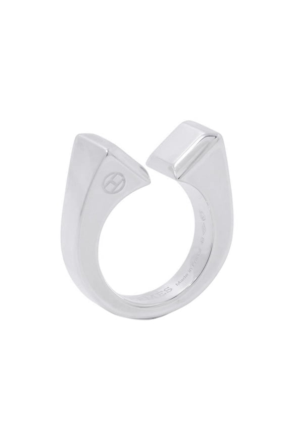 Pre-Owned Hermes ring, Clou de Forge ring GM, SV925 silver, size 49. HERMES ring.