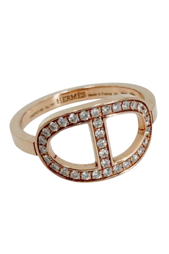 Pre-Owned Hermes women's ring, Chaine d'Ancre Contour accessory, jewelry, Au750 18k rose gold,...