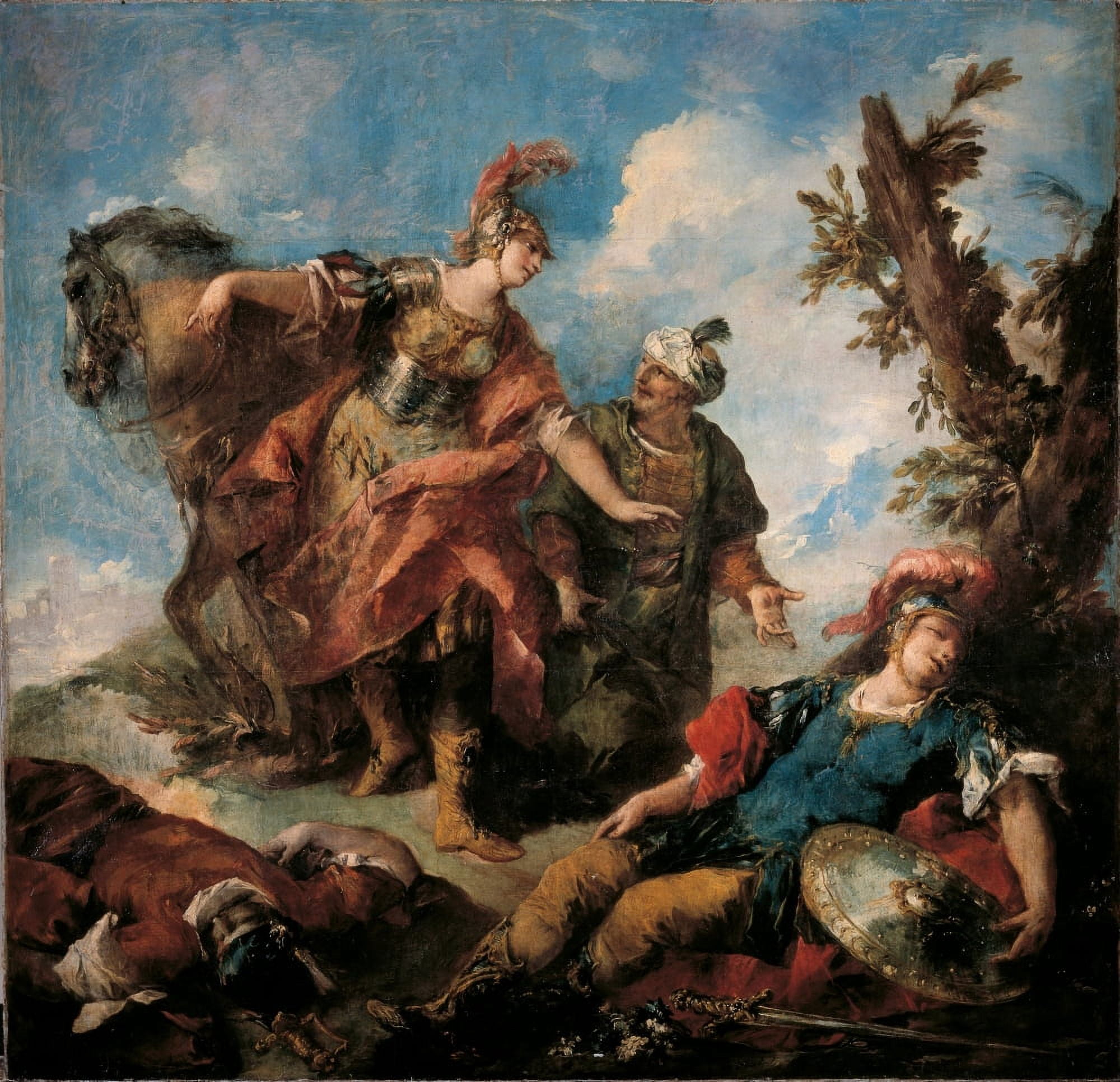 Herminia And Vafrino Find The Wounded Tancred Canvas Art - (36 x 24)