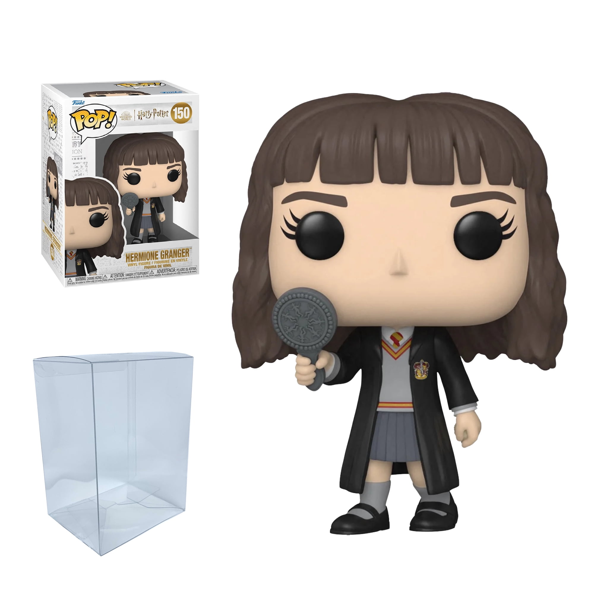 Hermione with Mirror Funko Pop with Protector Bundle - Includes Movies: Harry Potter Chamber of Secrets: Harry with Potion #150 Vinyl Figure with Blue Salamander Emporium Plastic Protector Case