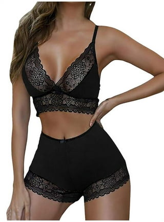 Women's Sexy See-Through Lace Mesh Sheer Smooth Bra and Panty Underwear Set