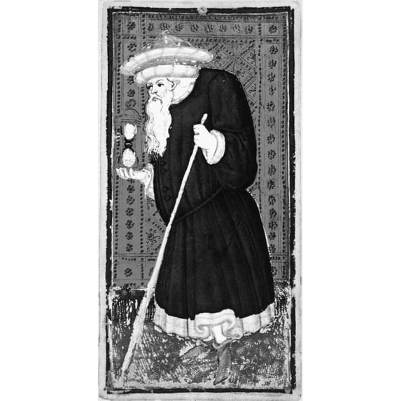 Hermit 1430. Nsymbol Of Prudence. Tarot Card From Italian Deck Printed In Milan Italy C1430. Print by