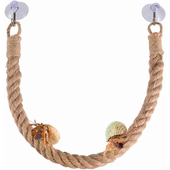 Hermit Crab Climbing Rope,Sisal Rope Lizards Climbing Ladder Toy with Hook & Suction Cups for Reptile Geckos Resting Exploring Hiding Play