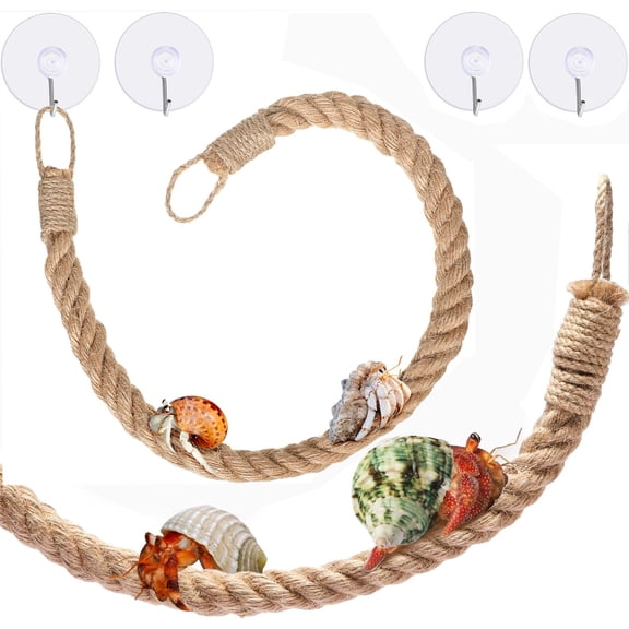 Hermit Crab Climbing Toys,2 Pack Hermit Crab Rope Ladder with Hooks,Reptile Vines Toys, Reptile Tank Terrarium Accessories Hermit Crab Supplies for Hermit Crab Lizards Geckos Snakes (21.6 Inch)