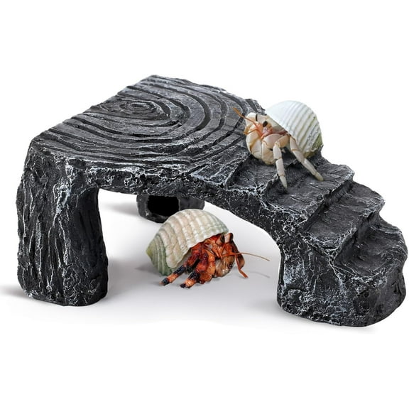 Hermit Crab Climbing Toys,Resin Hermit Crab Hideout,Hermit Crabs Tank Accessories Decor,Climbing Hideout Toy for Hermit Crabs Lizard Chameleon Hamster (Grey, 4.33 x3.74 x1.96in)