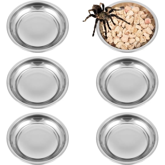 Hermit Crab Food and Water Bowl,Tutuviw 6 Pcs 2in Small Stainless Steel Feeding Dish,Hermit Crab Small Water Dish,Reptile Feeding Bowl for Hermit Crab Snail Gecko Insect Food Water Supplies