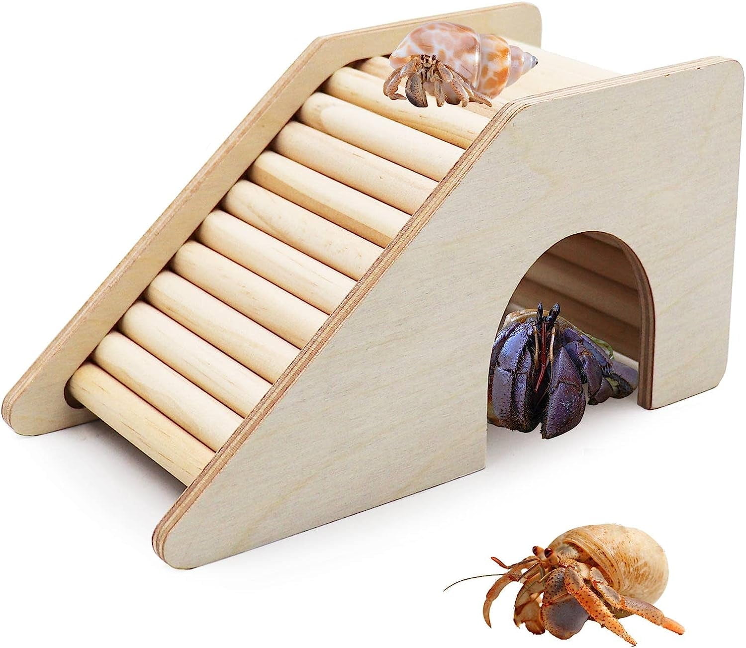 Hermit Crab Hideout with Ramp, Wooden Hermit Crab Climibing Toys