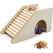 Hermit Crab Hideout with Ramp, Wooden Hermit Crab Climibing Toys, Aquariums Ladder Bridge Ramp Toy, Small Animals Habitat for Hermit Crab Hamsters Rat, Small Animals Tank or Cage Accessories