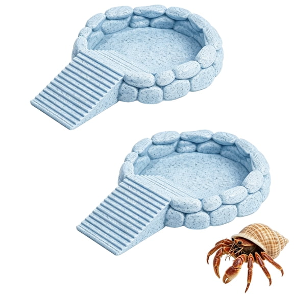 Hermit Crab Pool with Climbing Ramp 2 Pcs Water Bathing for Aquarium Accessories
