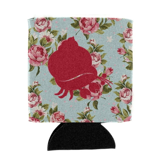 Hermit Crab Shabby Chic Blue Roses Can or Bottle Hugger Blue