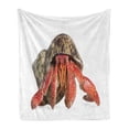 thumbnail image 1 of Hermit Crab Soft Flannel Fleece Throw Blanket, Close up Shot of a Coenobita Perlatus Marine, Cozy Plush for Indoor and Outdoor Use, 50" x 70", Sepia Vermillion, by Ambesonne, 1 of 5