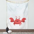 thumbnail image 1 of Hermit Crab Tapestry, Cartoon Style Smiling Crab Bubbly Underwater, Wall Hanging for Bedroom Living Room Dorm Decor, 60W X 80L Inches, Dark Coral Sky Blue, by Ambesonne, 1 of 5