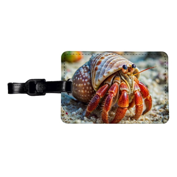 Hermit Crab in the Ocean Faux Leather Travel Luggage Tag