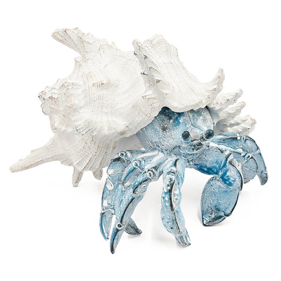 Hermit Crab with Shell Beach Coastal Statue for Home Shelf Decor 9.3x9.3x7"